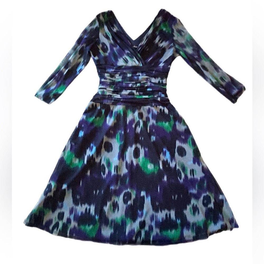 A-Line Ruched Waist Deep V-Neck Dress